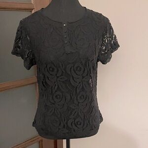 Poof! Black Lace Blouse